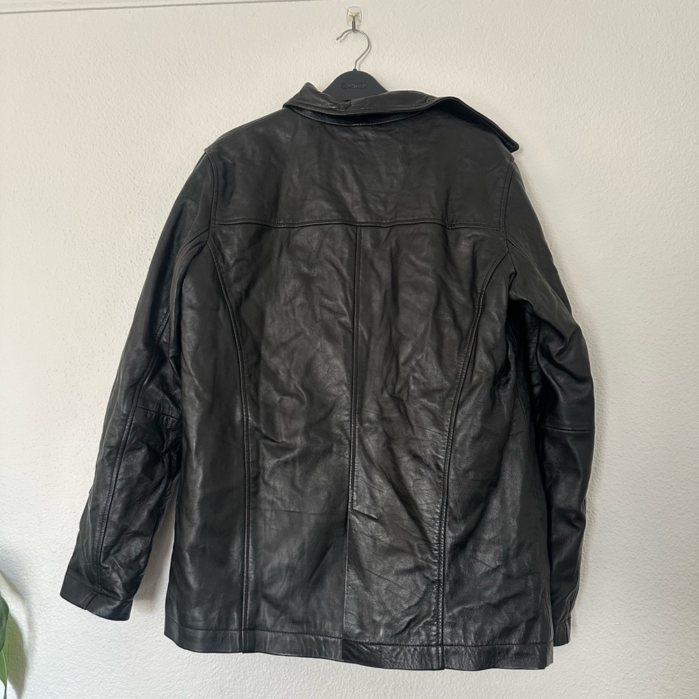 Black Barney’s Black Leather Reefer Jacket small - Picture 3 of 6